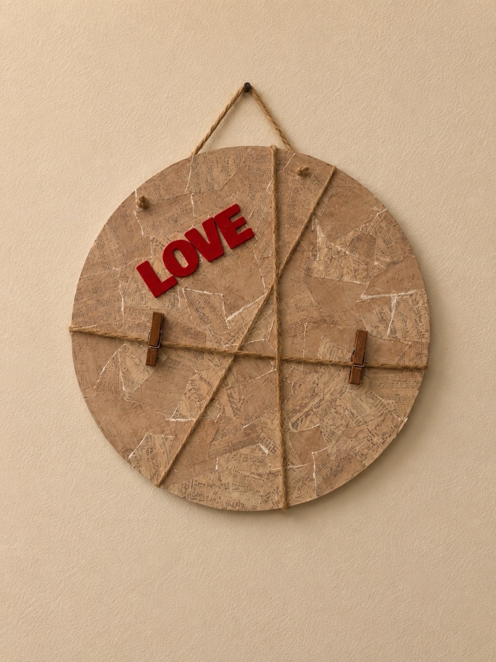 LOVE Rustic Round Wall Decor in Red and Brown by